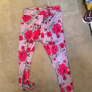 Legging LuLaRoe - Taille Unique - Motif Floral Vert Menthe Et Crème - Neuf Avec étiquettes